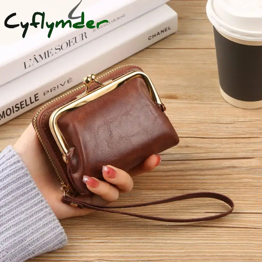 Cyflymder Women Short Wallets Female Short Hasp Coin Purses Ladies Portable PU Leather Money Bag Large Capacity Card