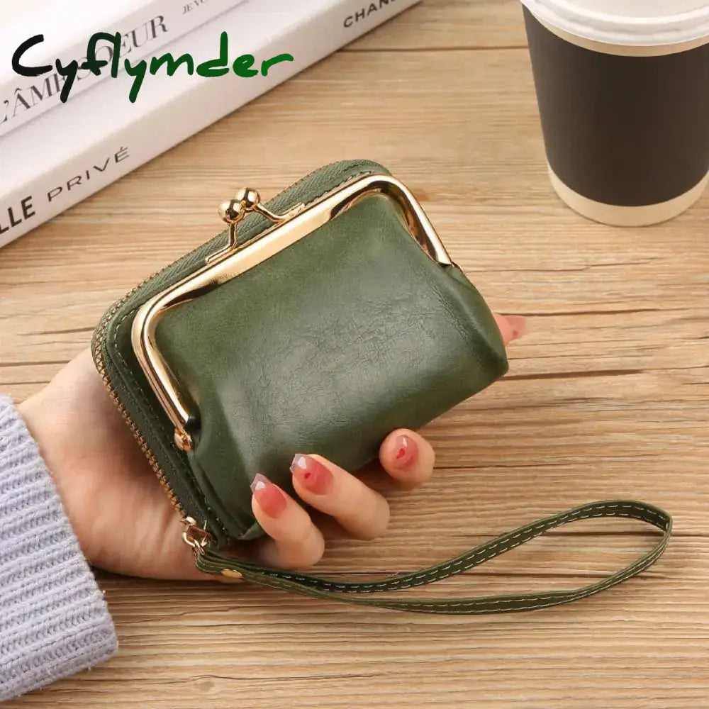 Cyflymder Women Short Wallets Female Short Hasp Coin Purses Ladies Portable PU Leather Money Bag Large Capacity Card