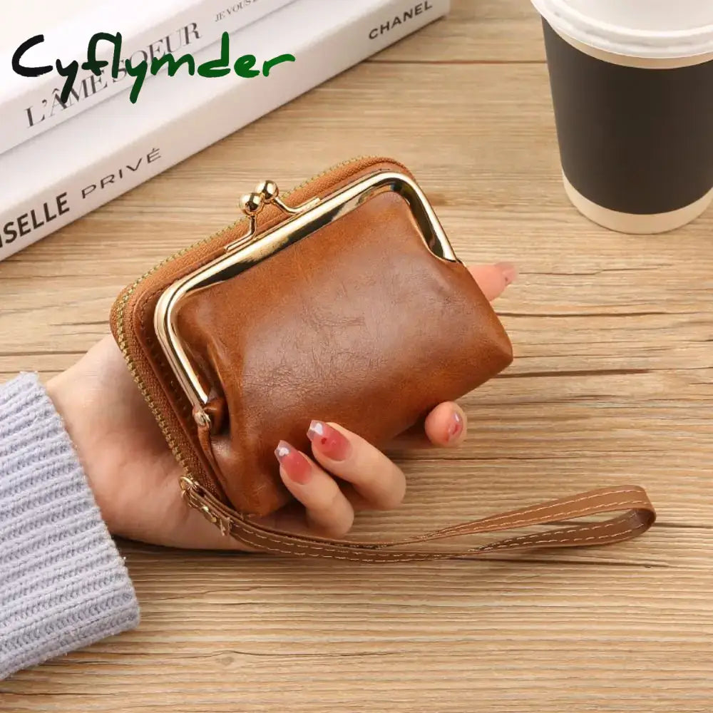 Cyflymder Women Short Wallets Female Short Hasp Coin Purses Ladies Portable PU Leather Money Bag Large Capacity Card