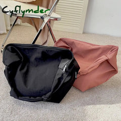 Cyflymder Women Shoulder Bag Nylon Handbag Girl Shopper Crossbody Fashion Casual Solid Color Simple