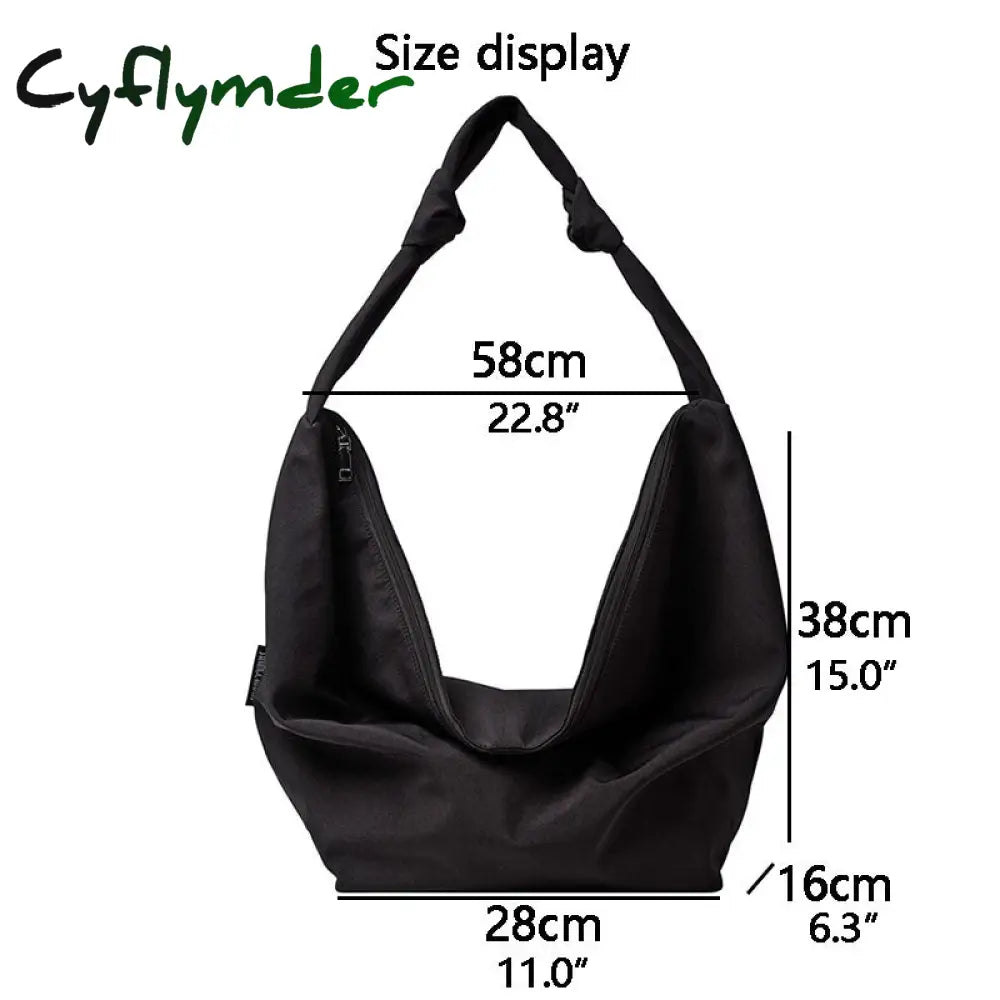 Cyflymder Women Shoulder Bag Nylon Handbag Girl Shopper Crossbody Fashion Casual Solid Color Simple