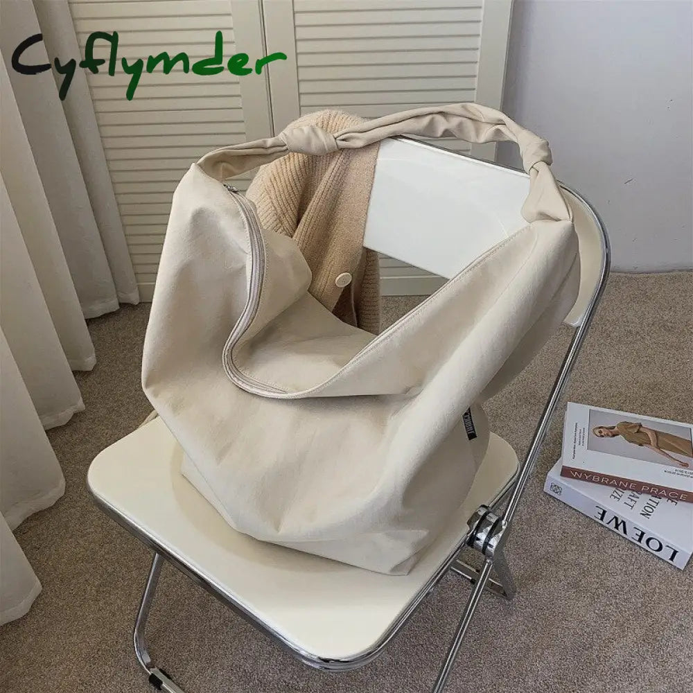 Cyflymder Women Shoulder Bag Nylon Handbag Girl Shopper Crossbody Fashion Casual Solid Color Simple