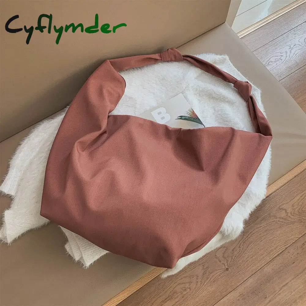 Cyflymder Women Shoulder Bag Nylon Handbag Girl Shopper Crossbody Fashion Casual Solid Color Simple