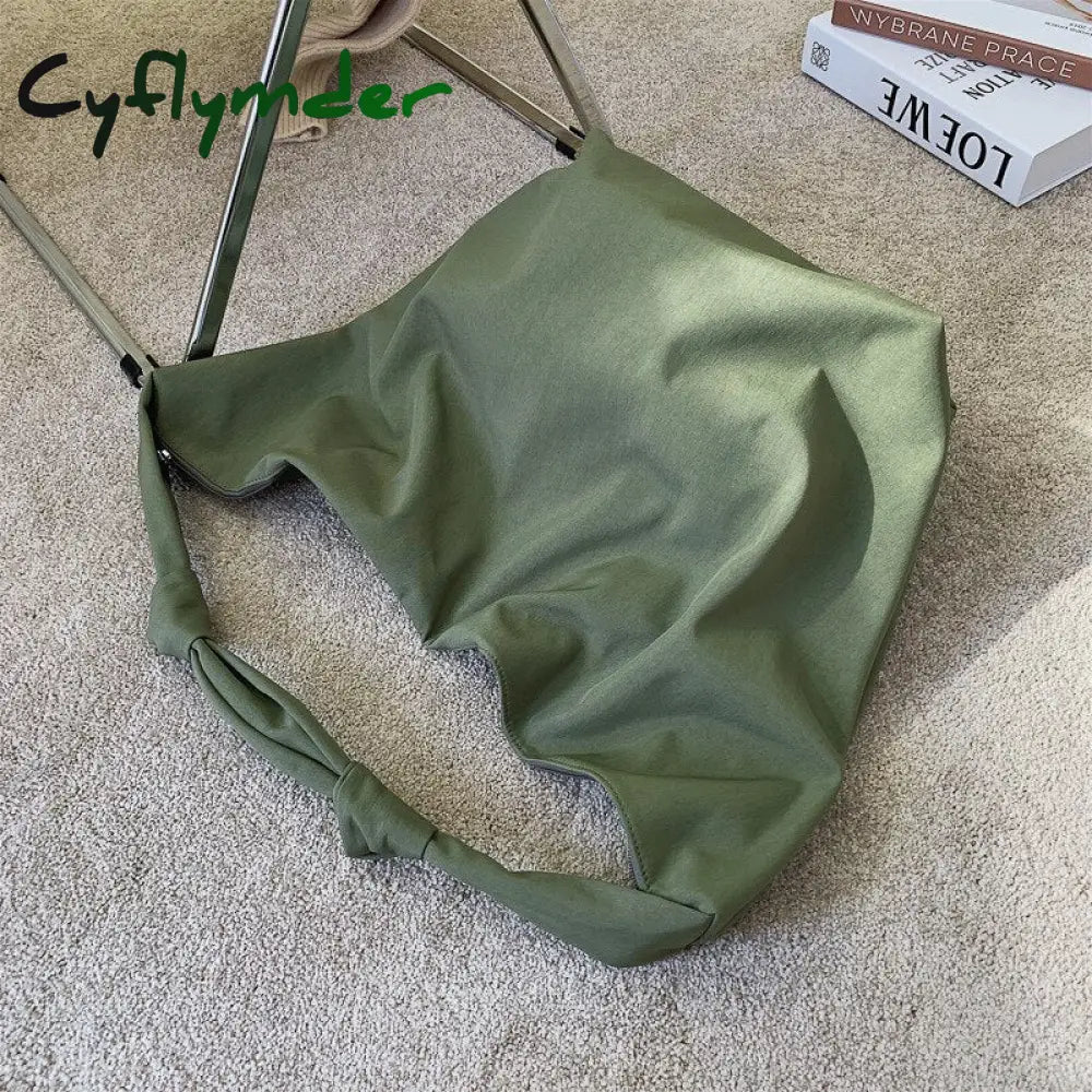 Cyflymder Women Shoulder Bag Nylon Handbag Girl Shopper Crossbody Fashion Casual Solid Color Simple