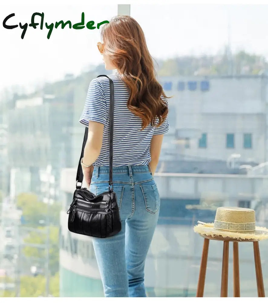 Cyflymder Women Shoulder Bags For Ladies Crossbody Simple Fashion Female Handbag Soft Small Leather