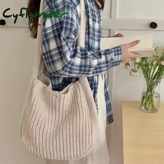 Cyflymder Women Shoulder Bags Large Capacity Crochet Hobo Bag Fashion New Knitting Handbags Female Shopping Bag Hollow