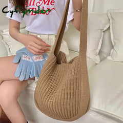 Cyflymder Women Shoulder Bags Large Capacity Crochet Hobo Bag Fashion New Knitting Handbags Female Shopping Bag Hollow