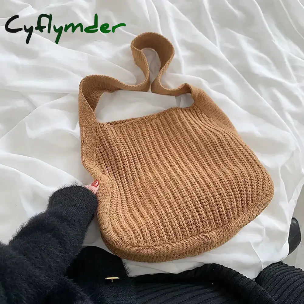 Cyflymder Women Shoulder Bags Large Capacity Crochet Hobo Bag Fashion New Knitting Handbags Female Shopping Bag Hollow