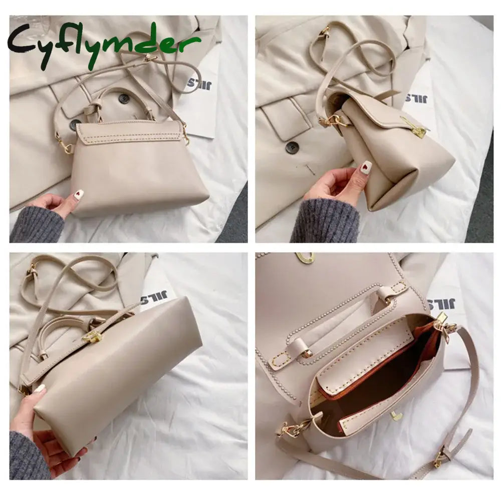 Cyflymder Women Shoulder Handbag Solid Color Messenger Small Square Bag Handmade Customized Diy