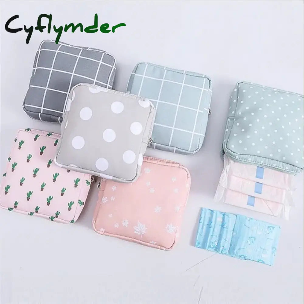 Cyflymder Women Small Cosmetic Bag Set Zipper Girls Mini Sanitary Napkins Makeup Lipstick Bags