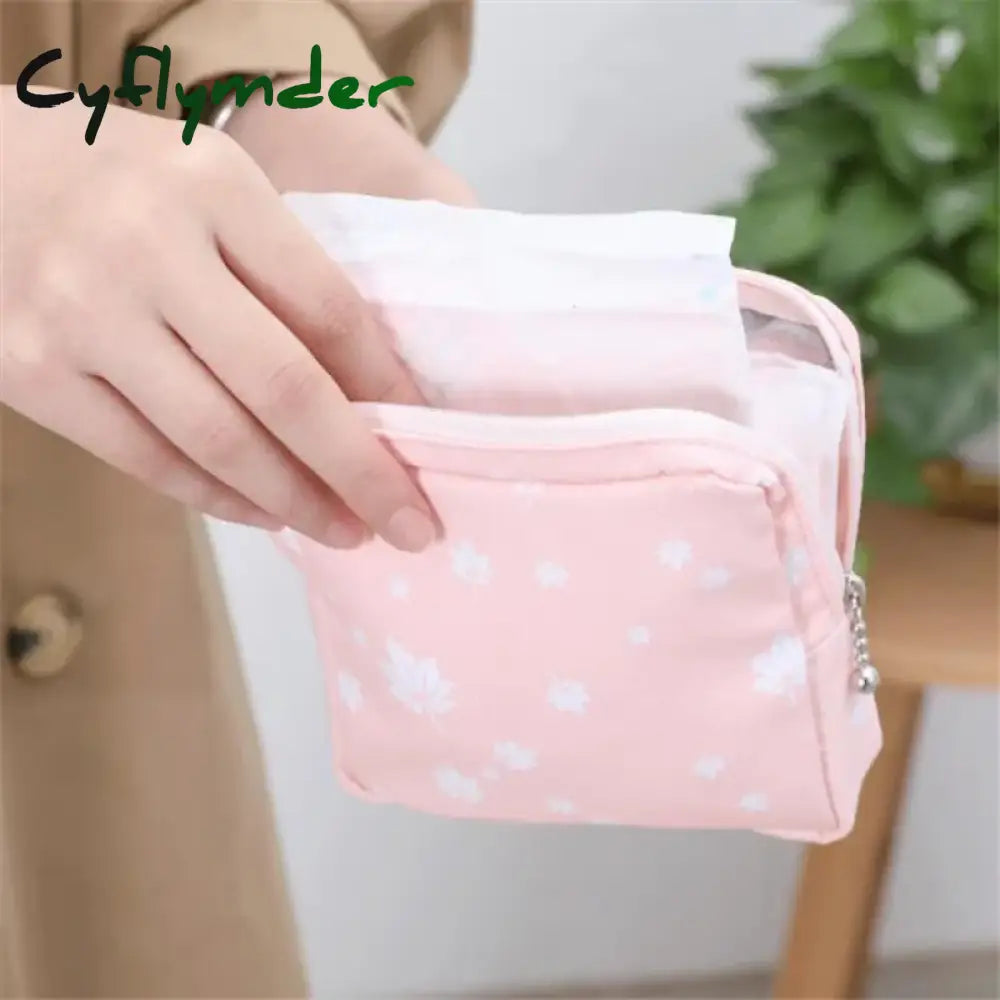 Cyflymder Women Small Cosmetic Bag Set Zipper Girls Mini Sanitary Napkins Makeup Lipstick Bags