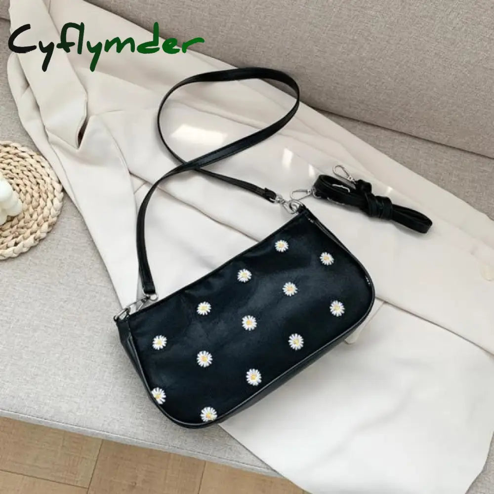 Cyflymder Women Small Fresh Floral Printed Vertical Square Shoulder Bags Christmas Party Female