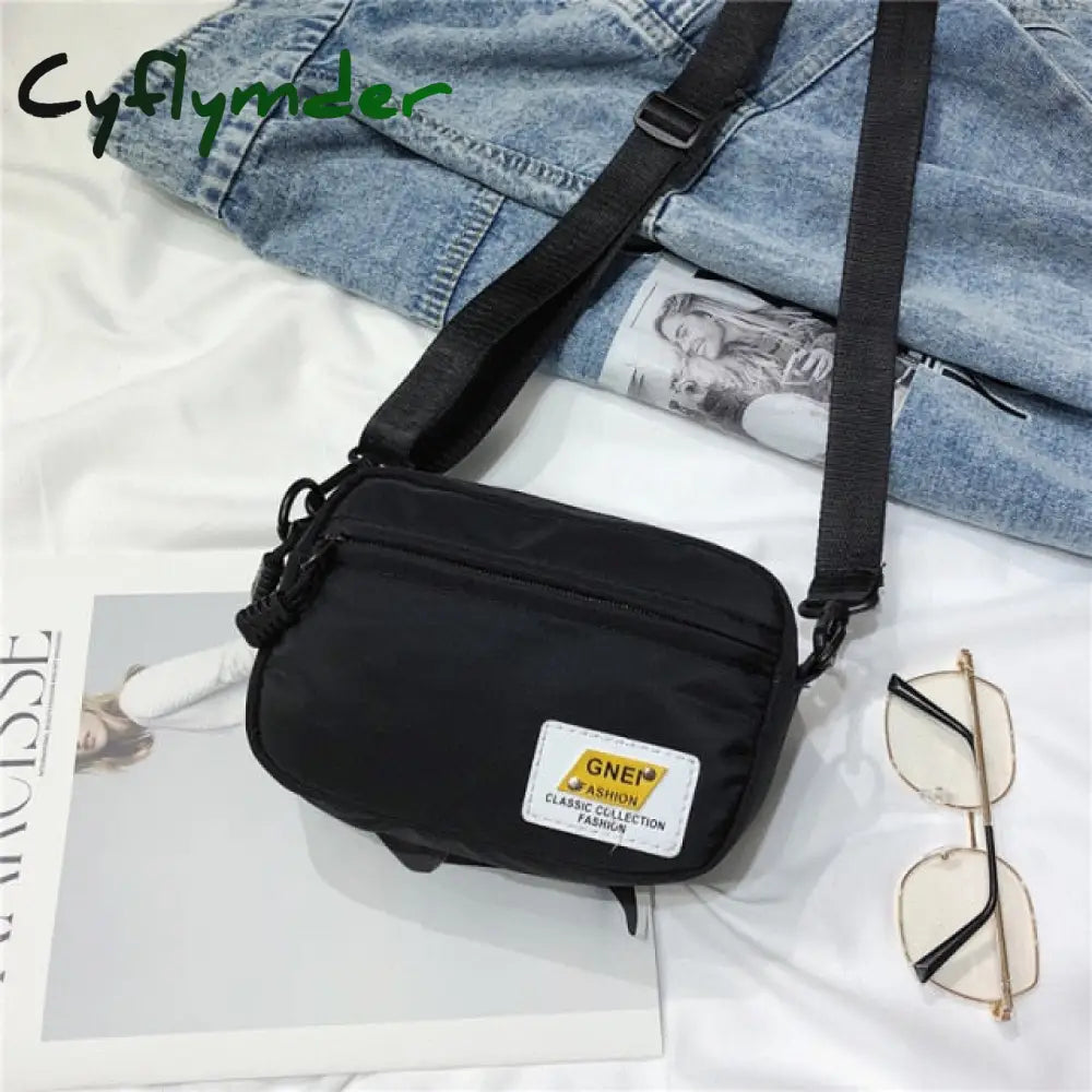 Cyflymder Women Small Nylon Shoulder Bag Female Mini Fashion Solid Crossbody Bags Zipper Shell