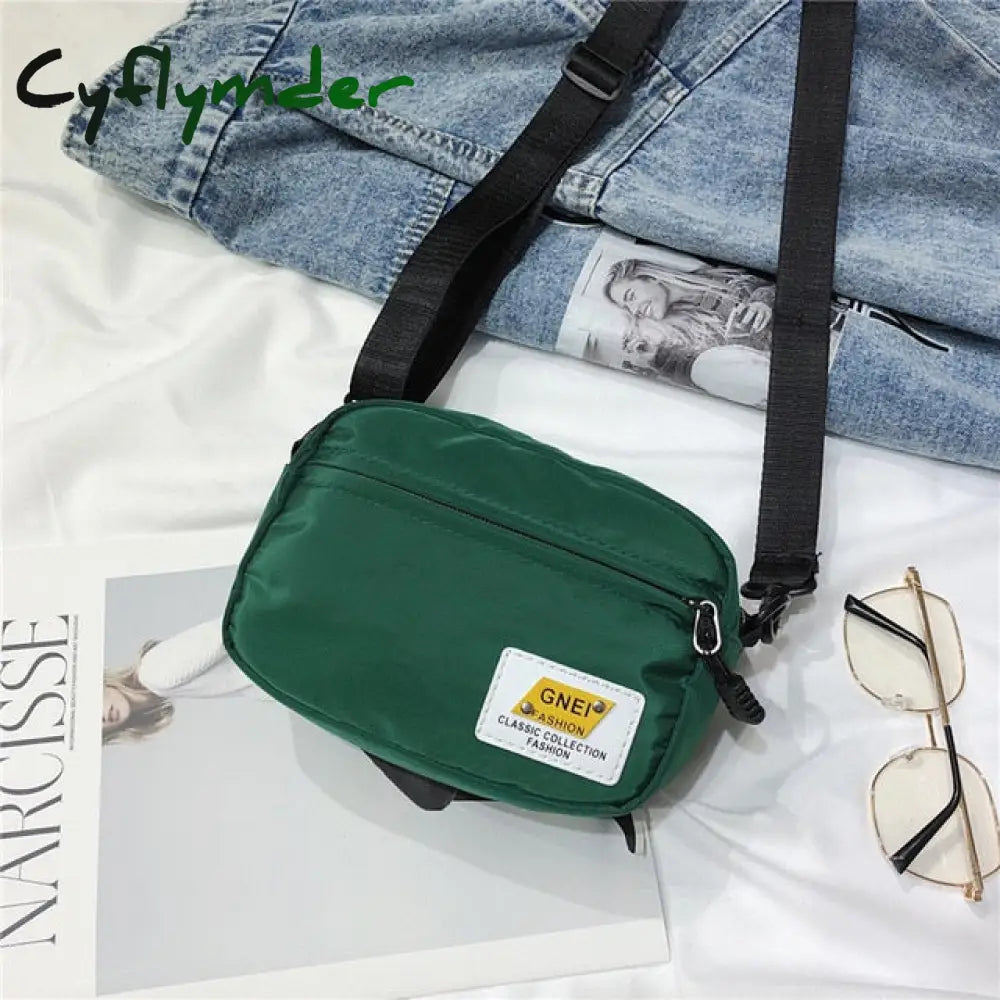 Cyflymder Women Small Nylon Shoulder Bag Female Mini Fashion Solid Crossbody Bags Zipper Shell