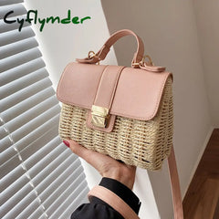 Cyflymder Women Square Tote Bag Summer New High-Quality Straw Women’s Designer Handbag Travel