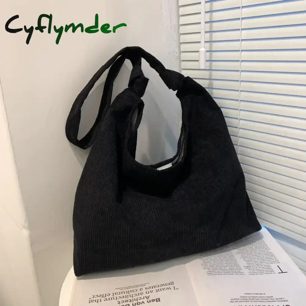 Cyflymder Women Striped Corduroy Bags Simple Canvas Zipper Crossbody & Shoulder Bag Eco Cloth Purse Solid Books