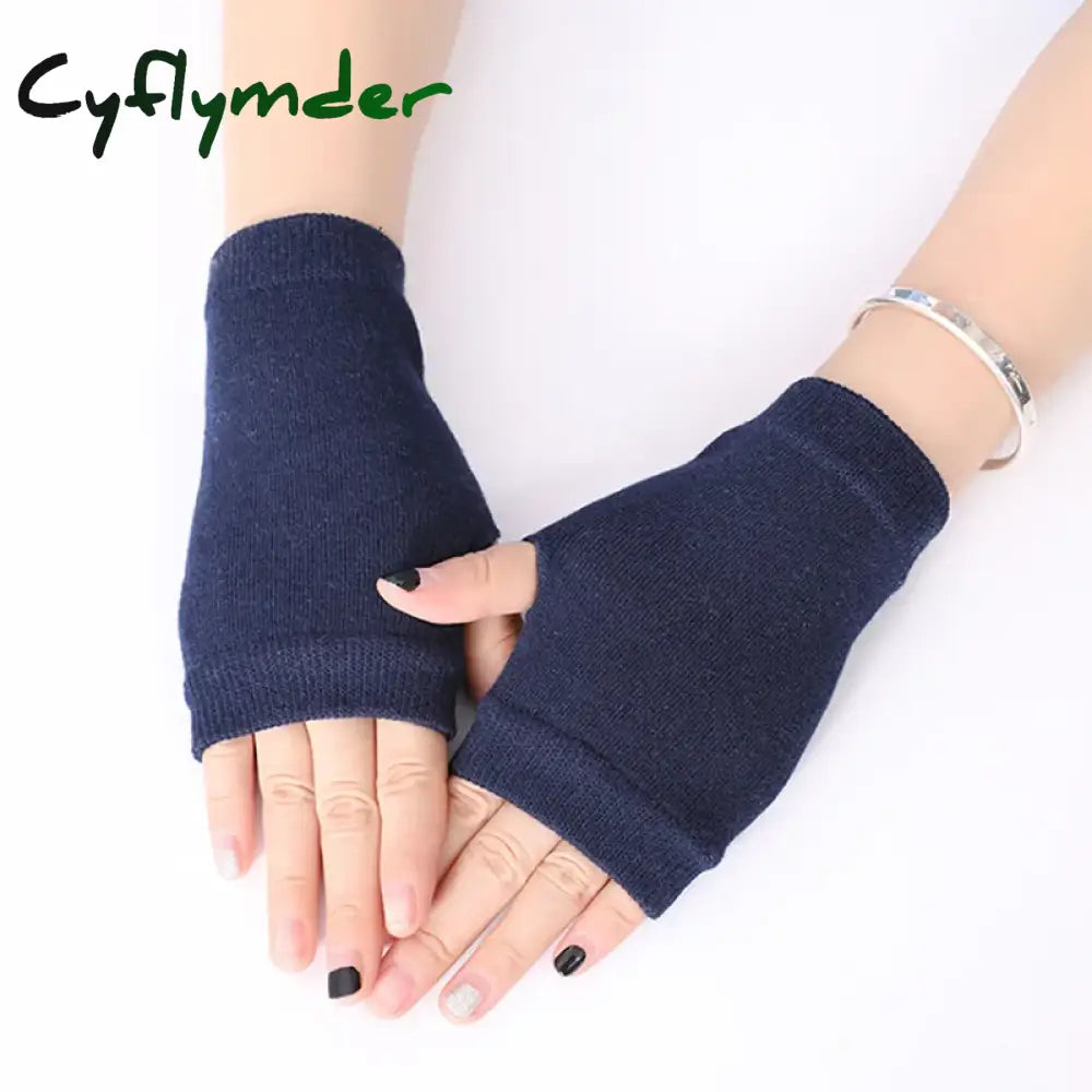 Cyflymder Women Stylish Hand Warmer Winter Gloves Arm Crochet Knitting Faux Wool Mitten Warm Fingerless Glove Twist