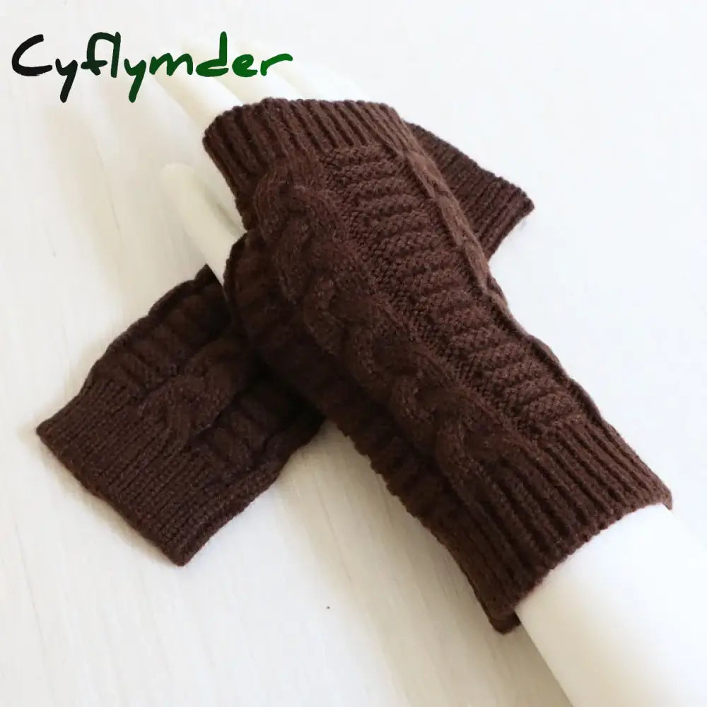 Cyflymder Women Stylish Hand Warmer Winter Gloves Arm Crochet Knitting Faux Wool Mitten Warm Fingerless Glove Twist