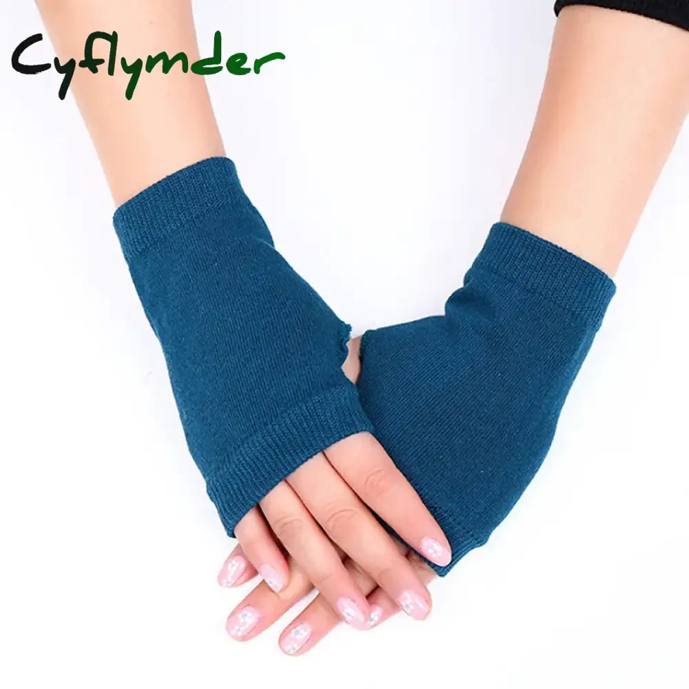 Cyflymder Women Stylish Hand Warmer Winter Gloves Arm Crochet Knitting Faux Wool Mitten Warm Fingerless Glove Twist