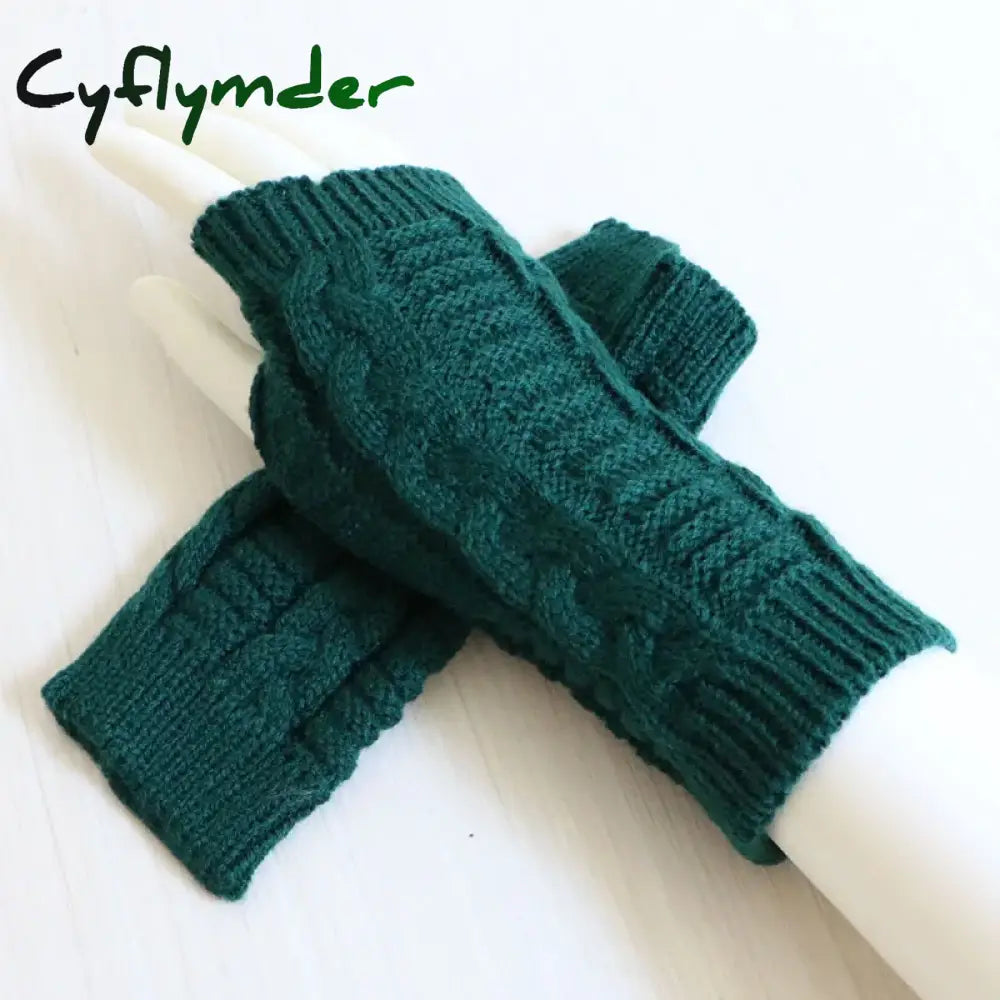 Cyflymder Women Stylish Hand Warmer Winter Gloves Arm Crochet Knitting Faux Wool Mitten Warm Fingerless Glove Twist