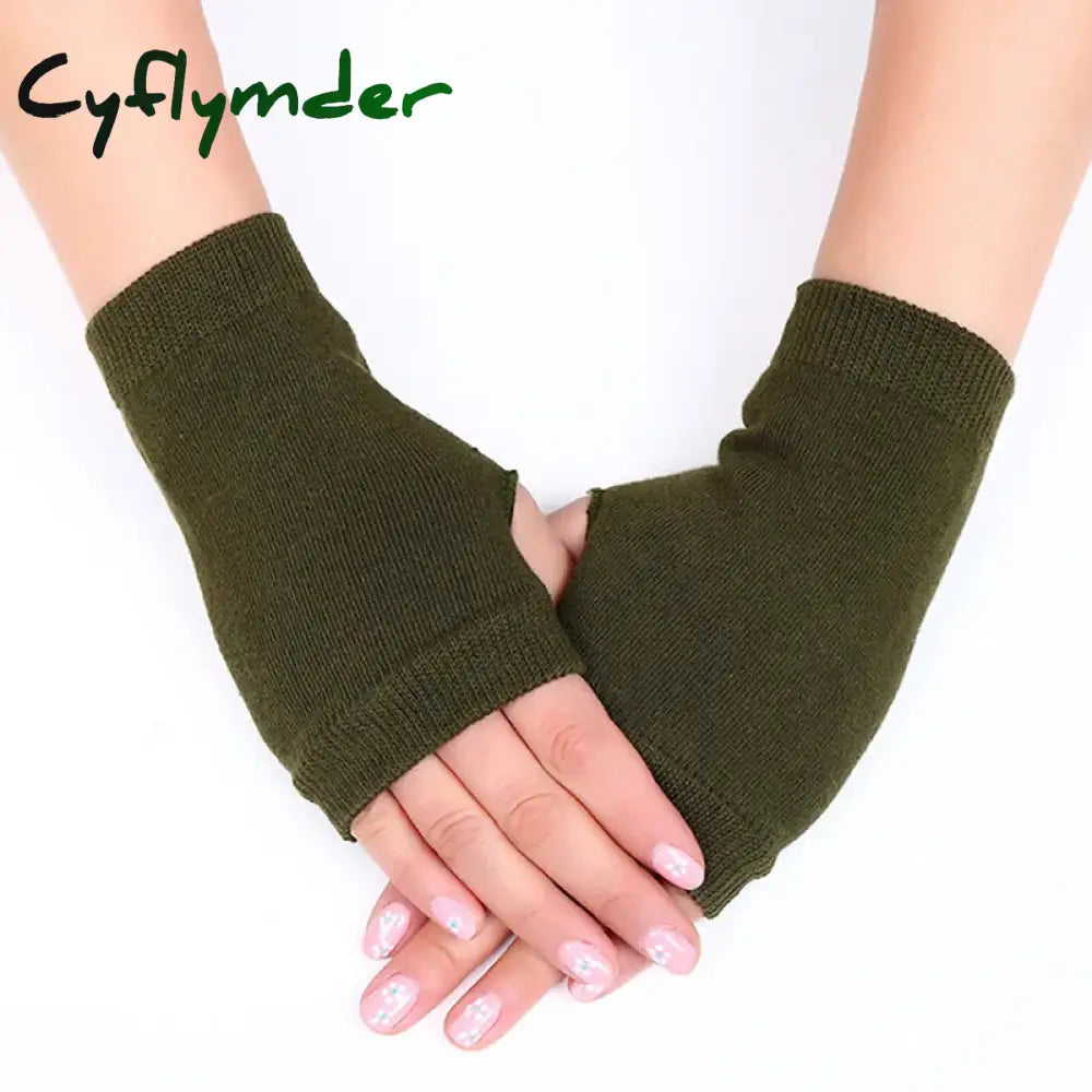 Cyflymder Women Stylish Hand Warmer Winter Gloves Arm Crochet Knitting Faux Wool Mitten Warm Fingerless Glove Twist