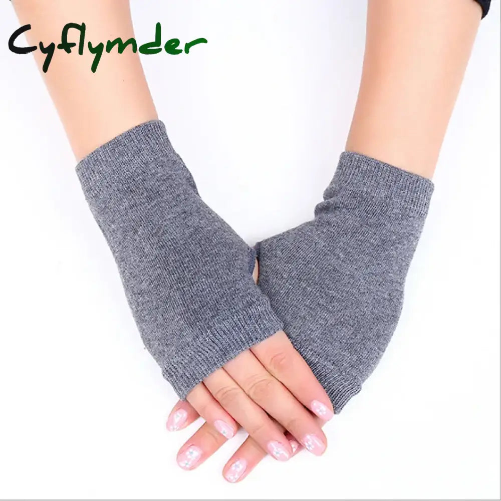 Cyflymder Women Stylish Hand Warmer Winter Gloves Arm Crochet Knitting Faux Wool Mitten Warm Fingerless Glove Twist
