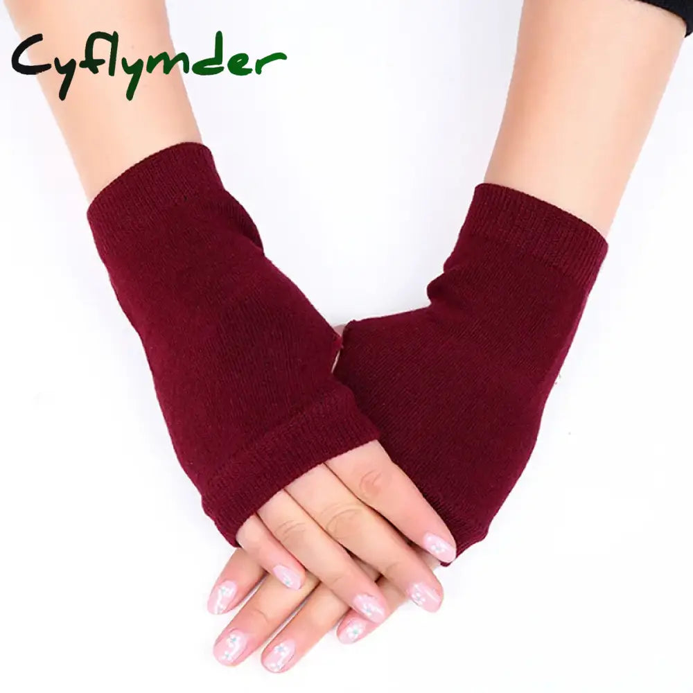 Cyflymder Women Stylish Hand Warmer Winter Gloves Arm Crochet Knitting Faux Wool Mitten Warm Fingerless Glove Twist