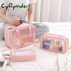 Cyflymder Women Travel Pink White Make Up Bags Girl Cosmetic Bag Makeup Beauty Wash Organizer