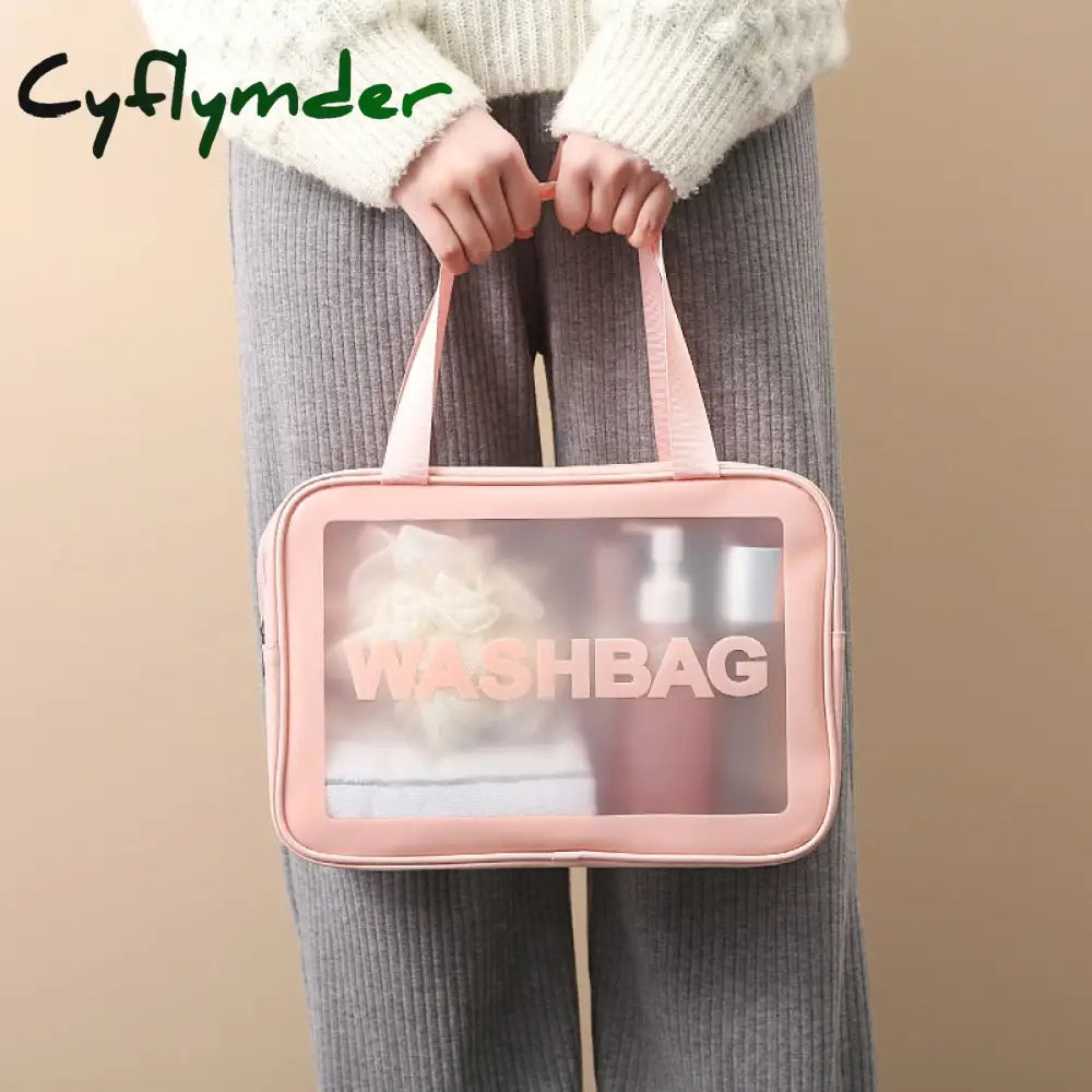 Cyflymder Women Travel Pink White Make Up Bags Girl Cosmetic Bag Makeup Beauty Wash Organizer