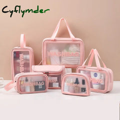 Cyflymder Women Travel Pink White Make Up Bags Girl Cosmetic Bag Makeup Beauty Wash Organizer