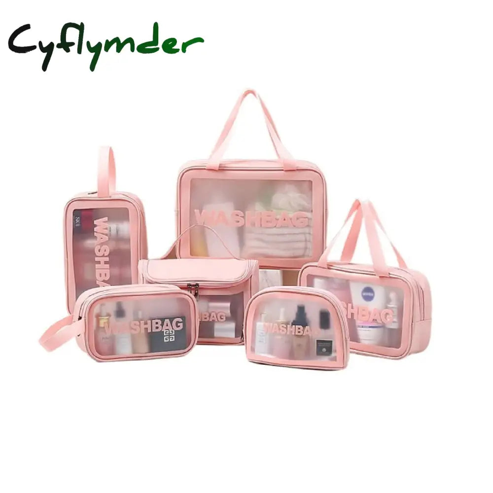 Cyflymder Women Travel Pink White Make Up Bags Girl Cosmetic Bag Makeup Beauty Wash Organizer