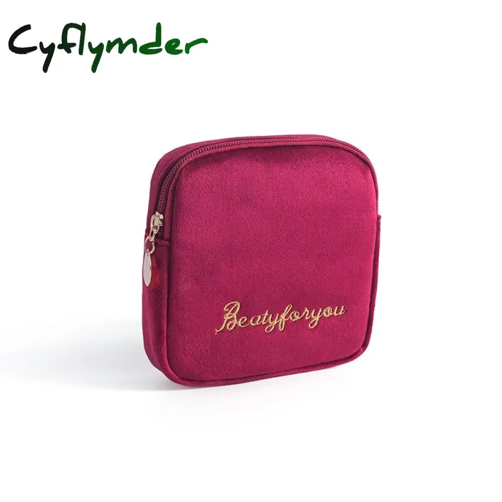 Cyflymder Women Velvet Makeup Bag Girls Lipstick Organizer Cosmetic Make Up Package Pouch Sanitary