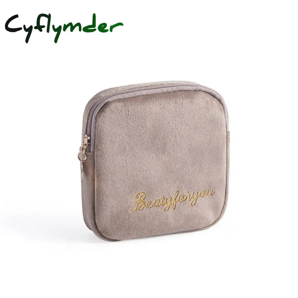 Cyflymder Women Velvet Makeup Bag Girls Lipstick Organizer Cosmetic Make Up Package Pouch Sanitary