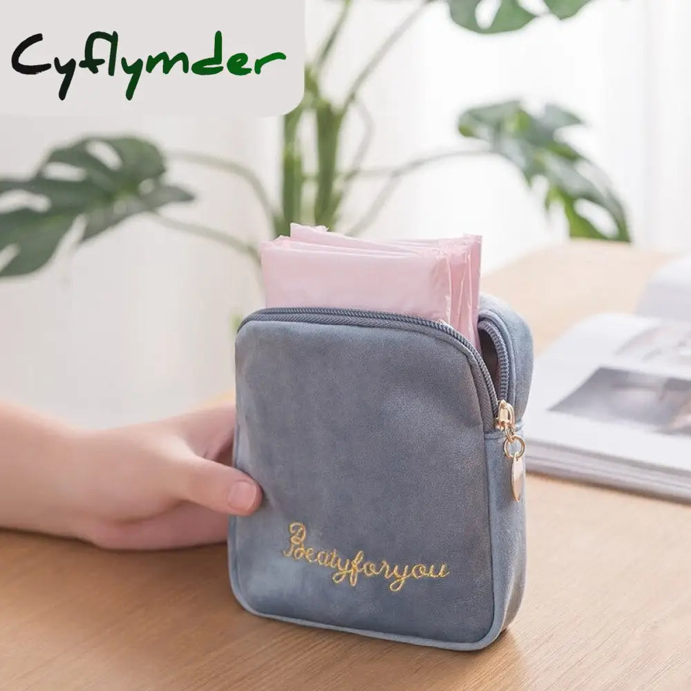 Cyflymder Women Velvet Makeup Bag Girls Lipstick Organizer Cosmetic Make Up Package Pouch Sanitary