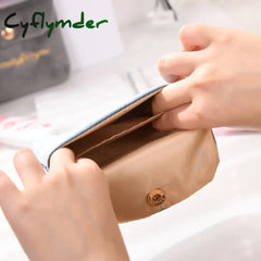 Cyflymder Women Velvet Soft Small Cosmetic Bag Hasp Girl Lipstick Sanitary Pads Organizer Pouch