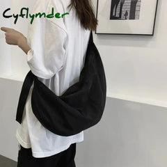 Cyflymder Women Vintage Solid Color Large Capacity Shoulder Bag New Messenger Bags Ladies Canvas