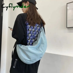 Cyflymder Women Vintage Solid Color Large Capacity Shoulder Bag New Messenger Bags Ladies Canvas