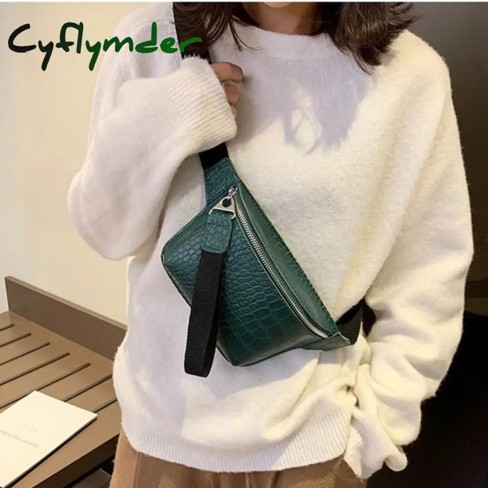 Cyflymder Women Waist Packs Fashion Crochet Fanny Pack For Female Pu Leather Bum Belt Bag Small