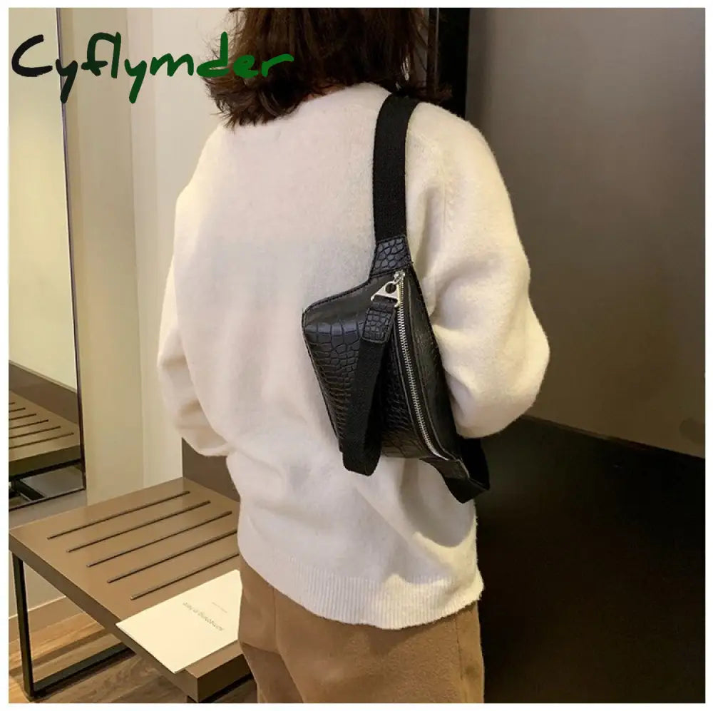 Cyflymder Women Waist Packs Fashion Crochet Fanny Pack For Female Pu Leather Bum Belt Bag Small