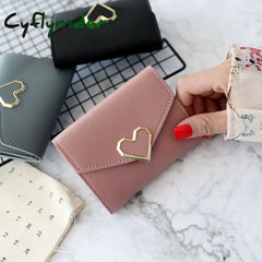 Cyflymder Women Wallets 6 Color Money Bags Short Love Small Purse Women’s Student Card Holder