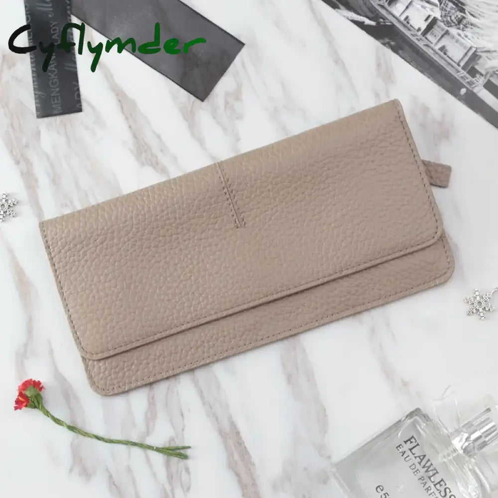 Cyflymder Women Wallets Genuine Leather Women Long Wallet Fashion Zipper Bag Multicolor Wallet Splicing Wild Coin Purse