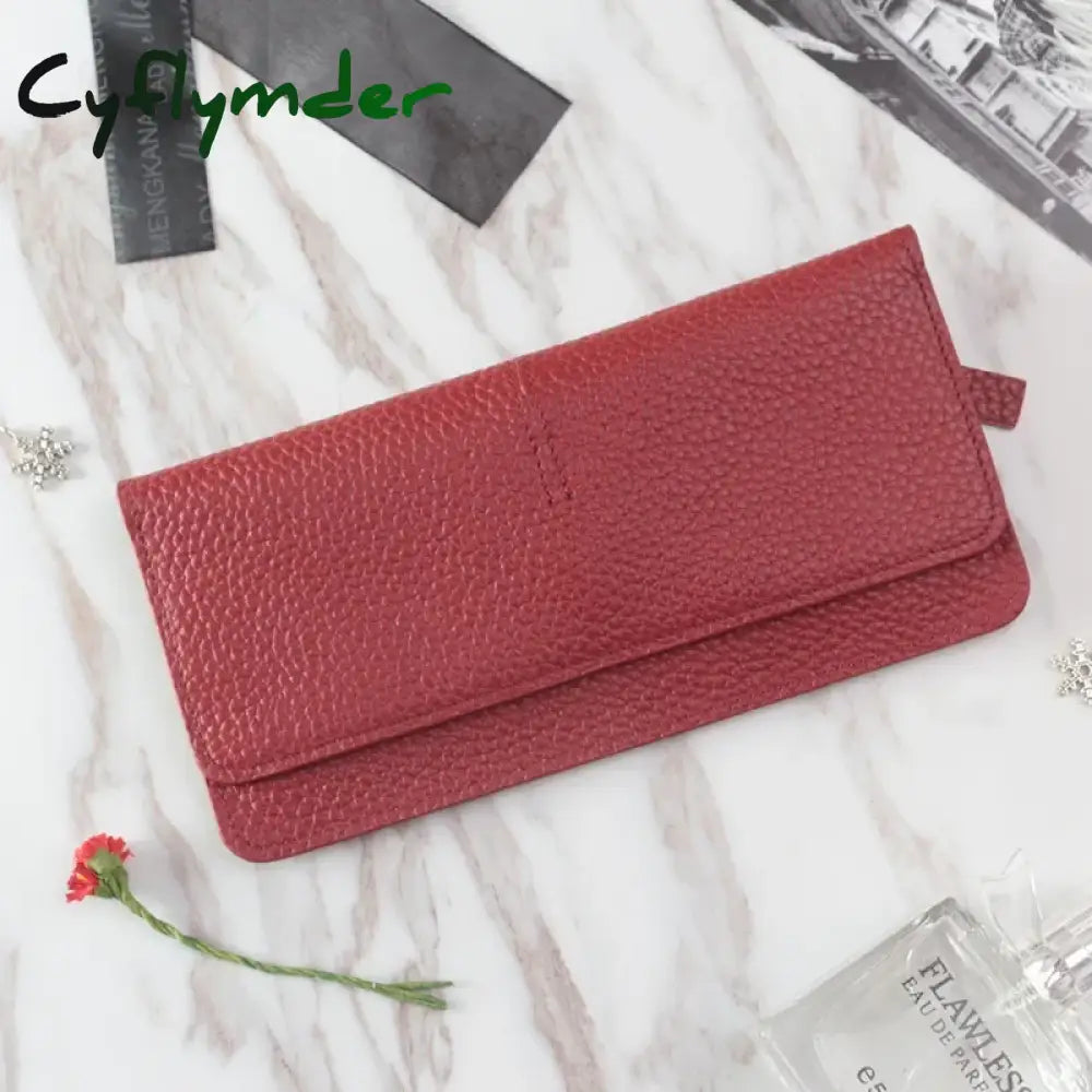 Cyflymder Women Wallets Genuine Leather Women Long Wallet Fashion Zipper Bag Multicolor Wallet Splicing Wild Coin Purse