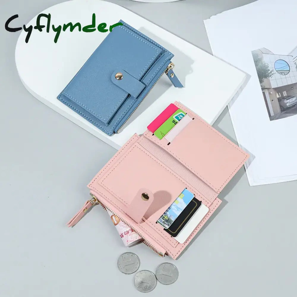 Cyflymder Women Wallets Pu Leather Female Purse Mini Hasp Solid Multi-Cards Holder Coin Short Slim