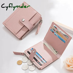 Cyflymder Women Wallets Pu Leather Female Purse Mini Hasp Solid Multi-Cards Holder Coin Short Slim