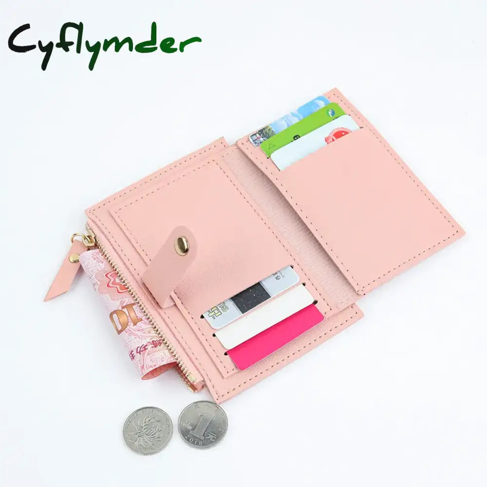 Cyflymder Women Wallets Pu Leather Female Purse Mini Hasp Solid Multi-Cards Holder Coin Short Slim