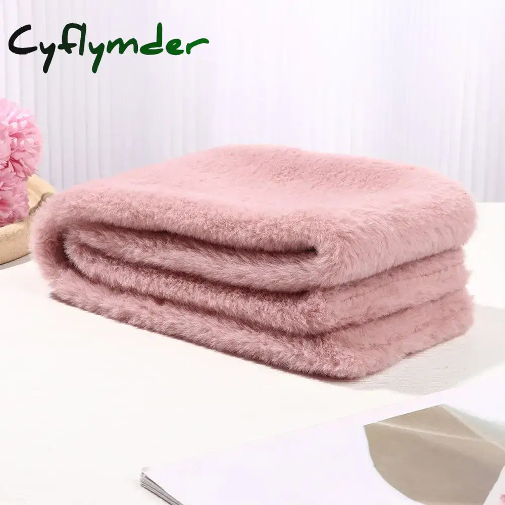 Cyflymder Women Winter Warm Thicken Cross Collar Scarf Solid Color Faux Rabbit Fur Plush Elegant Shawl Scarfs
