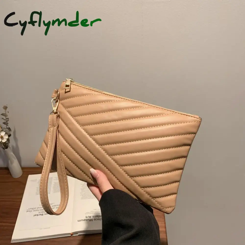 Cyflymder Women Wristlet Bag Stylish Leather Envelope Shopping Traveling Portable Small Purse