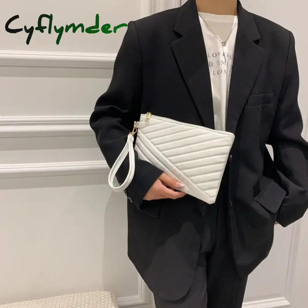 Cyflymder Women Wristlet Bag Stylish Leather Envelope Shopping Traveling Portable Small Purse