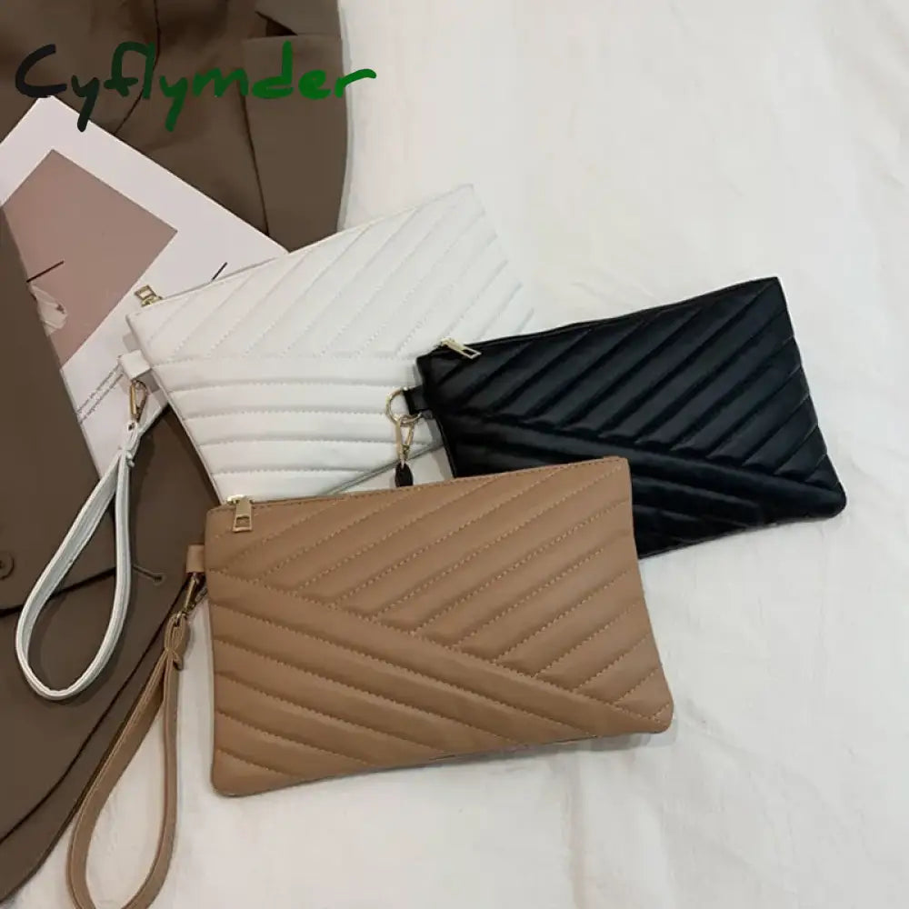 Cyflymder Women Wristlet Bag Stylish Leather Envelope Shopping Traveling Portable Small Purse