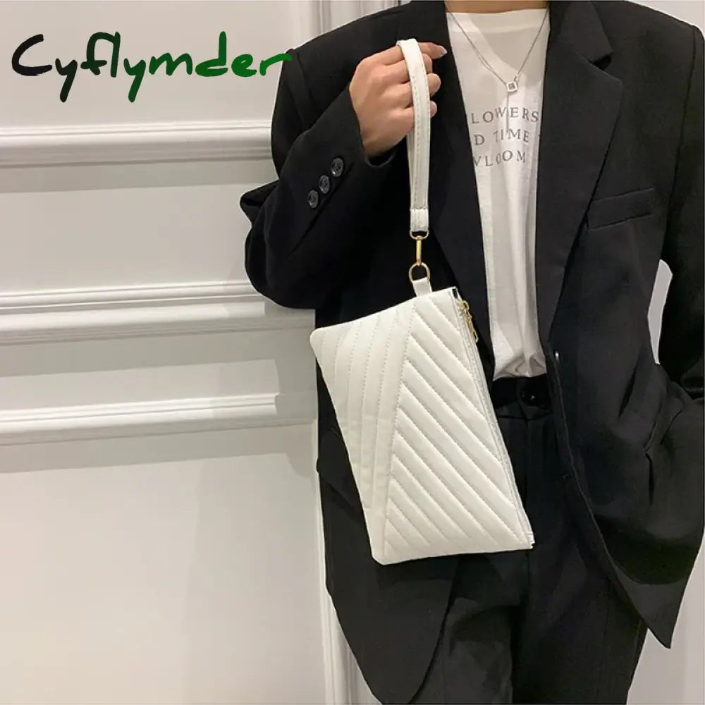 Cyflymder Women Wristlet Bag Stylish Leather Envelope Shopping Traveling Portable Small Purse